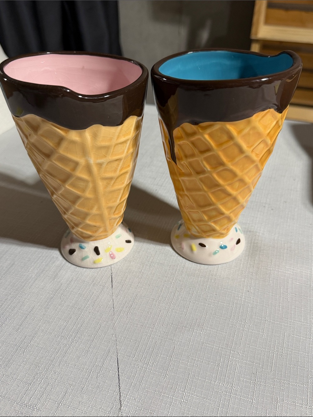 Whimsical Ice Cream Cone Ceramic Vases - Pink & Blue Interiors